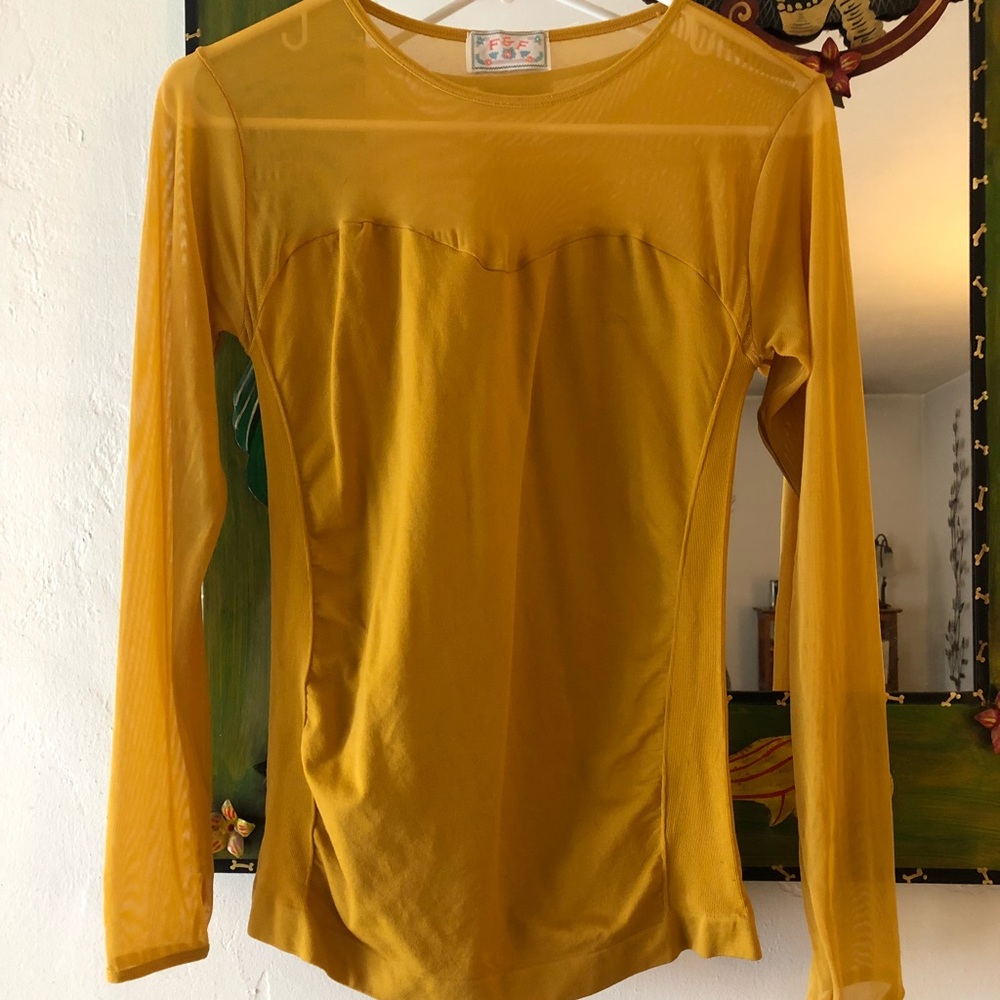 DONATED Semi-sheer F&F Yellow Long Sleeved Top